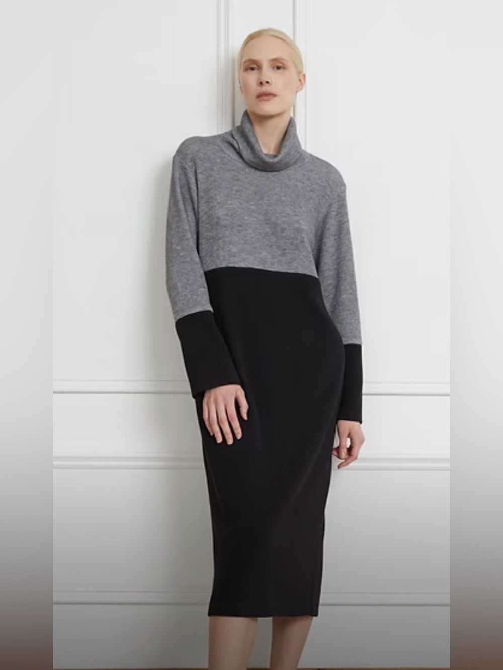 NWT Joeffer Caoc Ready-to-Wear Grey Black Colourblock Midi Dress S